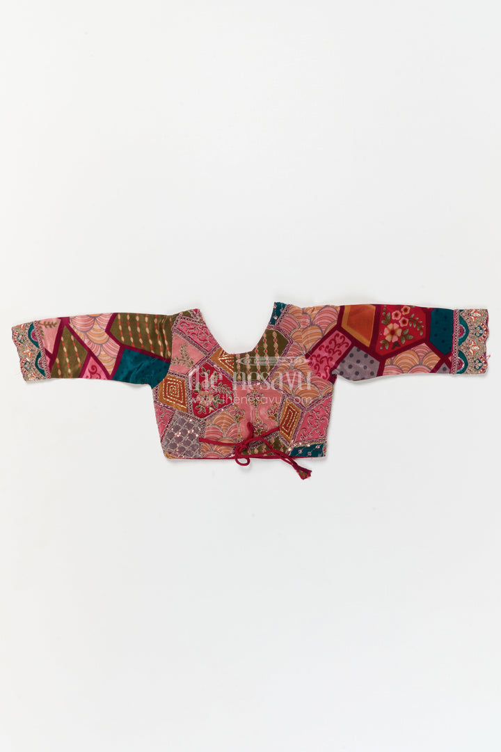 The Nesavu Girls Ethnic Lehenga Girls Ethnic Lehenga Set for Festive Functions and Traditional Events Nesavu 16 (1Y) / Multicolor / Viscose Silk GL660A-16 Nesavu ethnic lehenga set for girls with embroidered blouse and digital printed skirt – festive ready