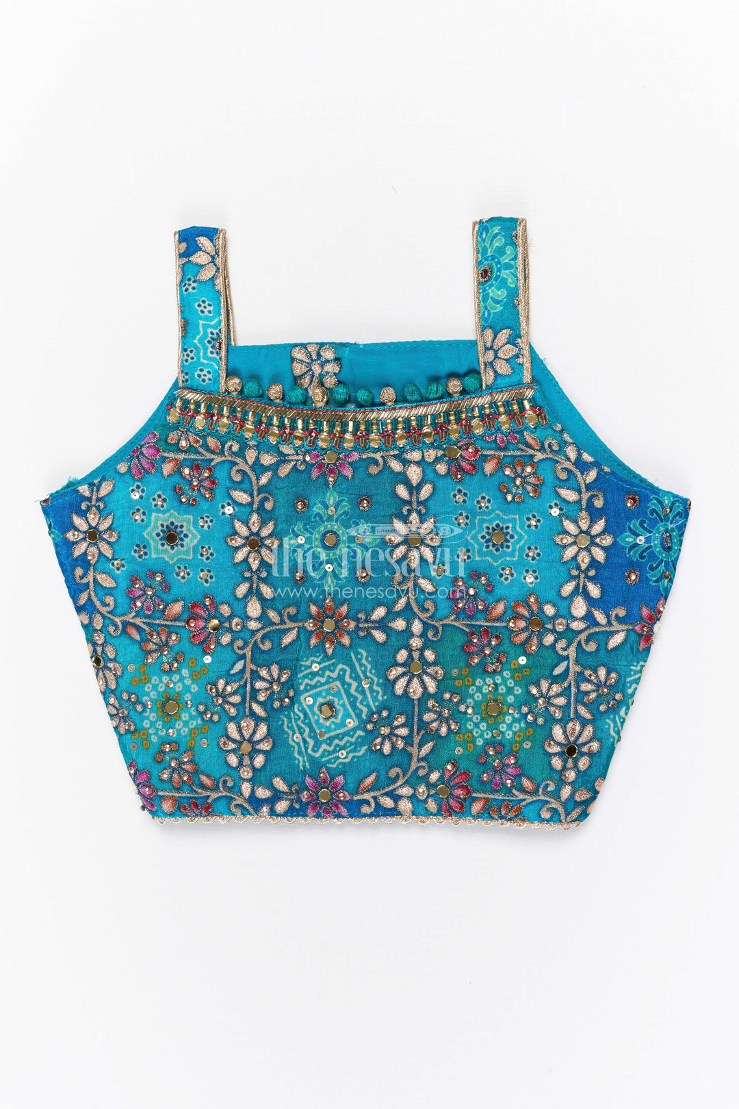 The Nesavu Girls Ethnic Lehenga Girls Ethnic Lehenga Set for Festive Weddings and Celebrations Nesavu Nesavu girls viscose jacquard silk lehenga set for weddings and festive occasions