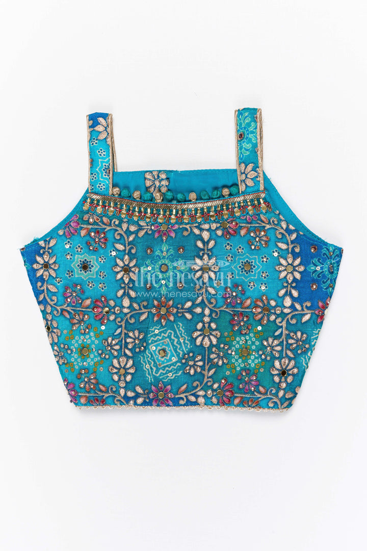 The Nesavu Girls Ethnic Lehenga Girls Ethnic Lehenga Set for Festive Weddings and Celebrations Nesavu Nesavu girls viscose jacquard silk lehenga set for weddings and festive occasions