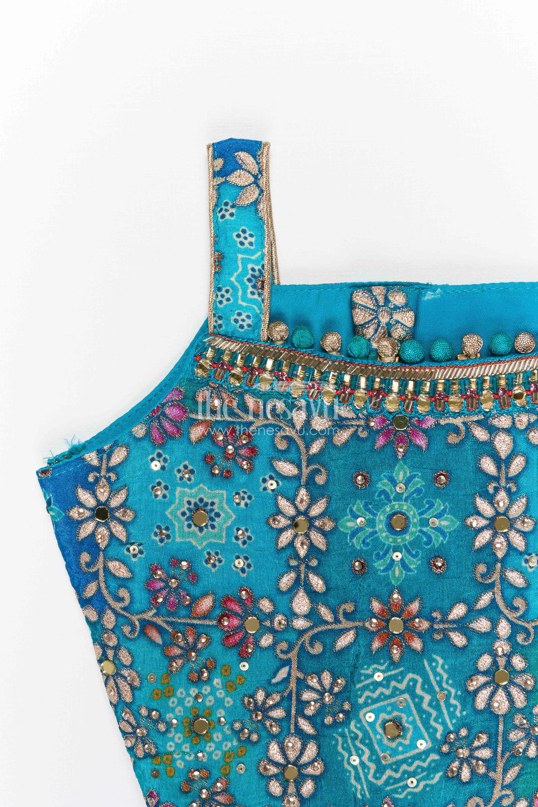 The Nesavu Girls Ethnic Lehenga Girls Ethnic Lehenga Set for Festive Weddings and Celebrations Nesavu Nesavu girls viscose jacquard silk lehenga set for weddings and festive occasions