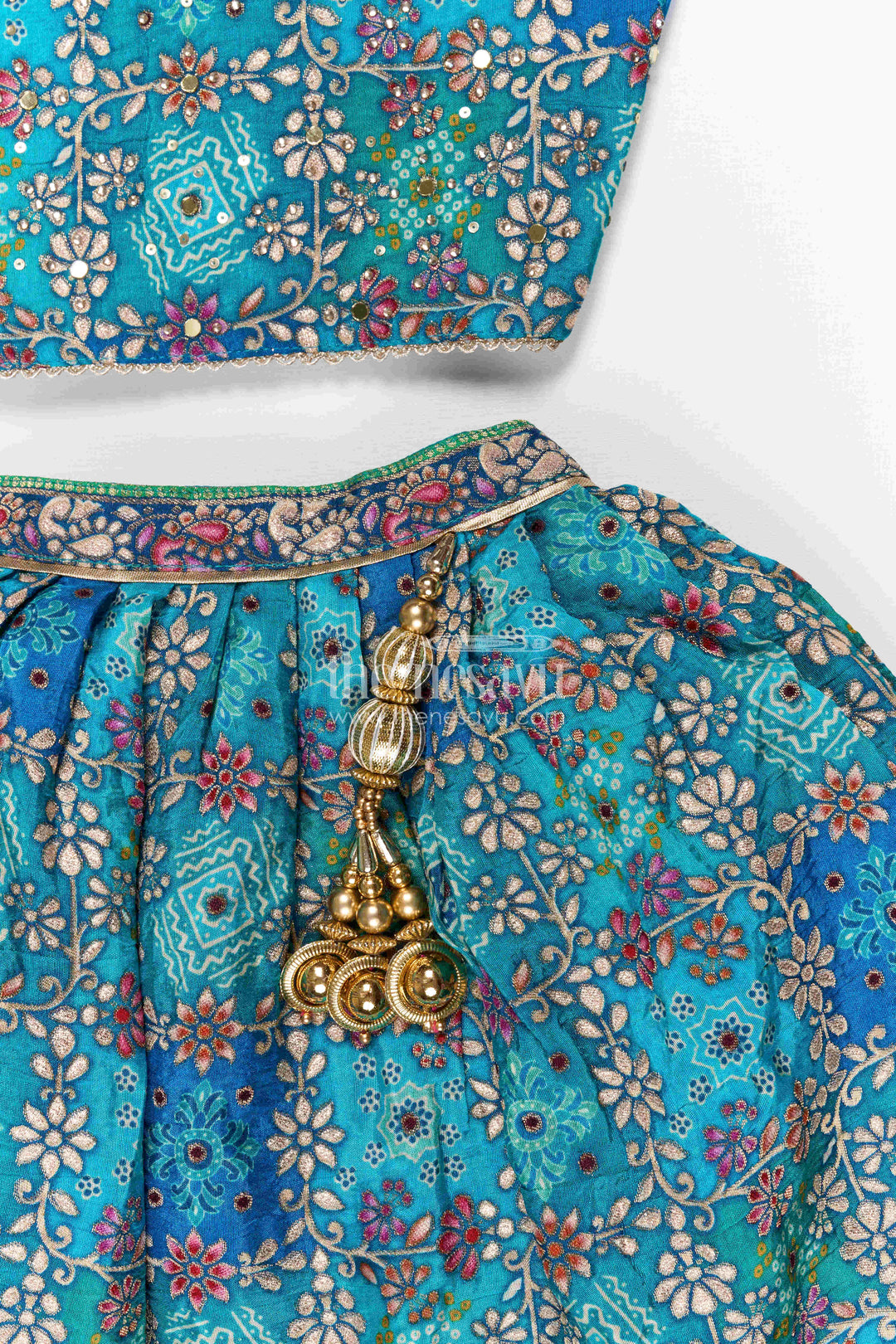 The Nesavu Girls Ethnic Lehenga Girls Ethnic Lehenga Set for Festive Weddings and Celebrations Nesavu Nesavu girls viscose jacquard silk lehenga set for weddings and festive occasions