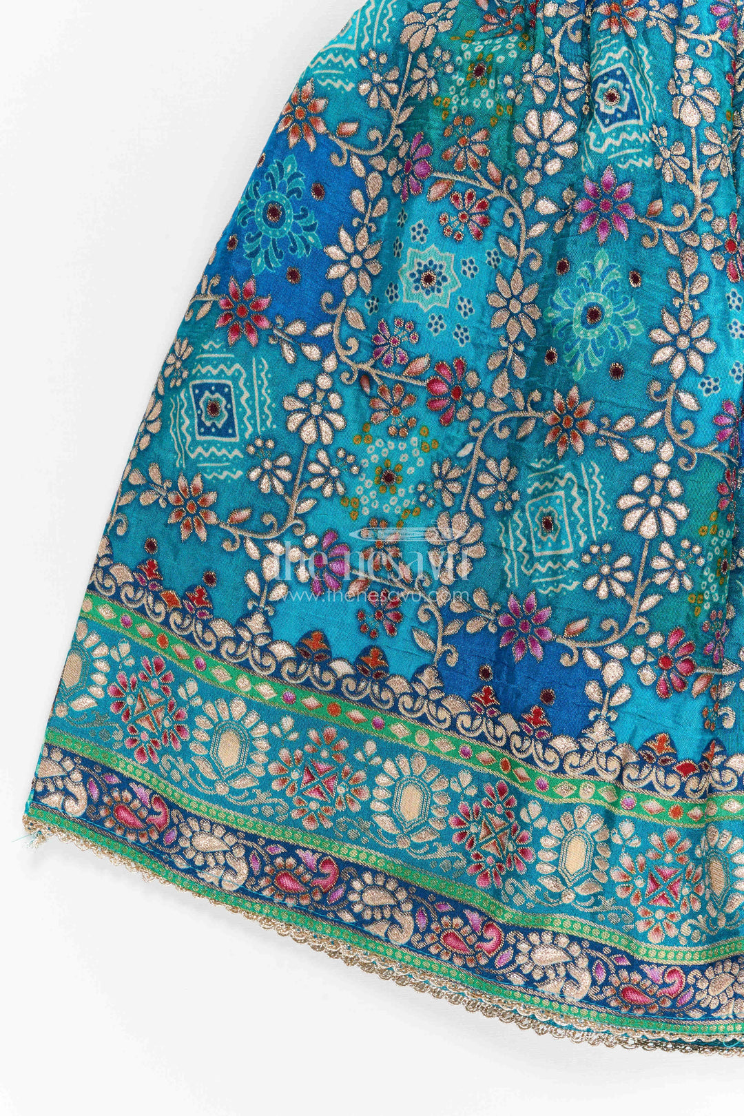 The Nesavu Girls Ethnic Lehenga Girls Ethnic Lehenga Set for Festive Weddings and Celebrations Nesavu Nesavu girls viscose jacquard silk lehenga set for weddings and festive occasions