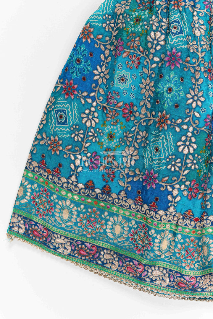 The Nesavu Girls Ethnic Lehenga Girls Ethnic Lehenga Set for Festive Weddings and Celebrations Nesavu Nesavu girls viscose jacquard silk lehenga set for weddings and festive occasions
