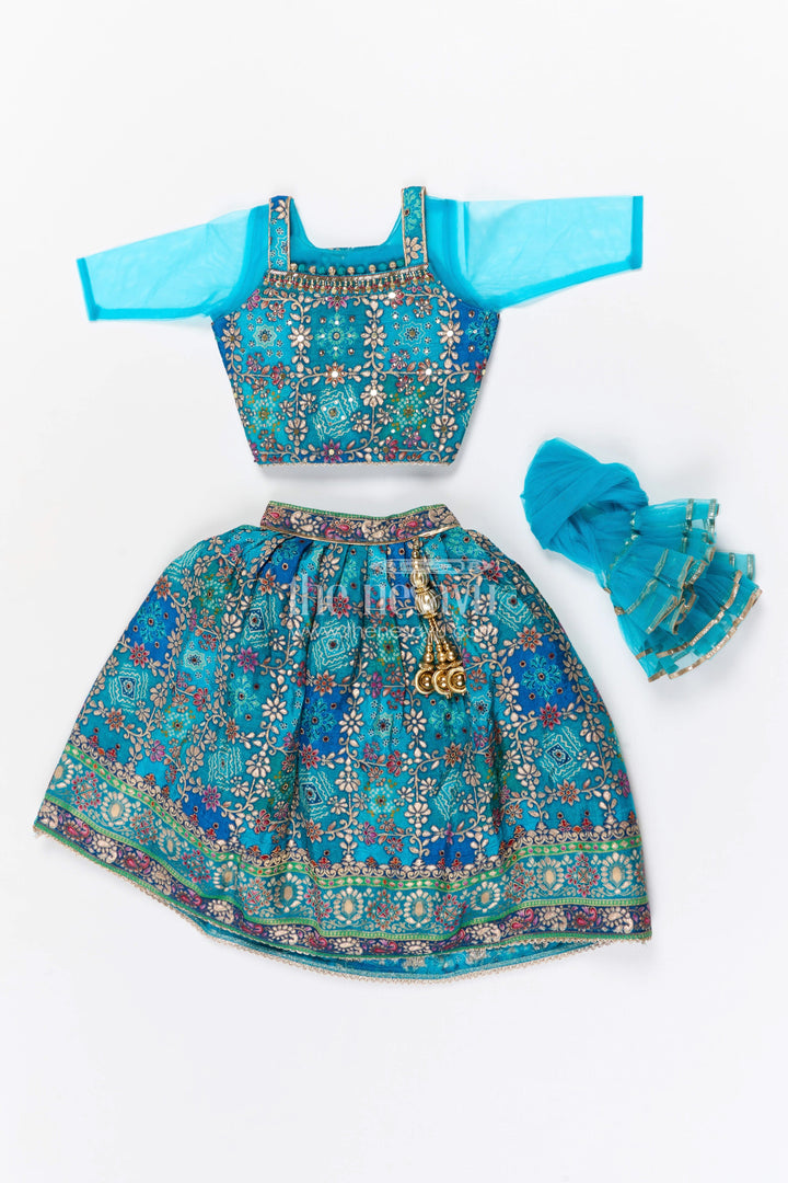 The Nesavu Girls Ethnic Lehenga Girls Ethnic Lehenga Set for Festive Weddings and Celebrations Nesavu Nesavu girls viscose jacquard silk lehenga set for weddings and festive occasions