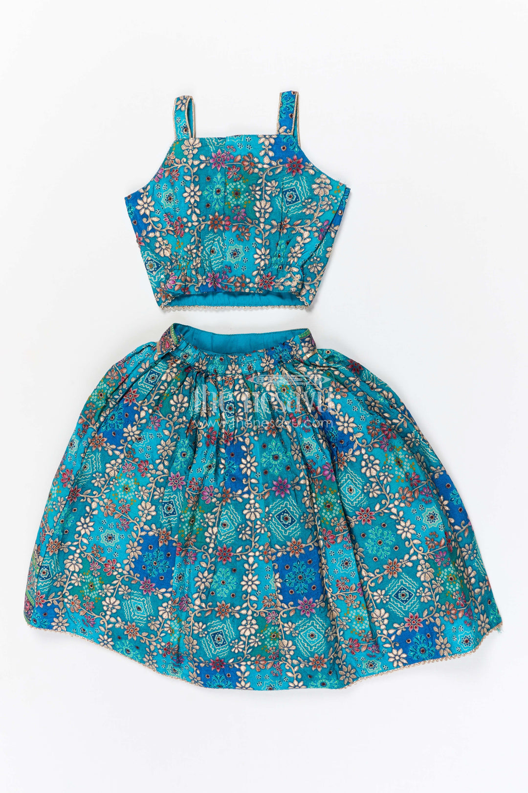 The Nesavu Girls Ethnic Lehenga Girls Ethnic Lehenga Set for Festive Weddings and Celebrations Nesavu Nesavu girls viscose jacquard silk lehenga set for weddings and festive occasions