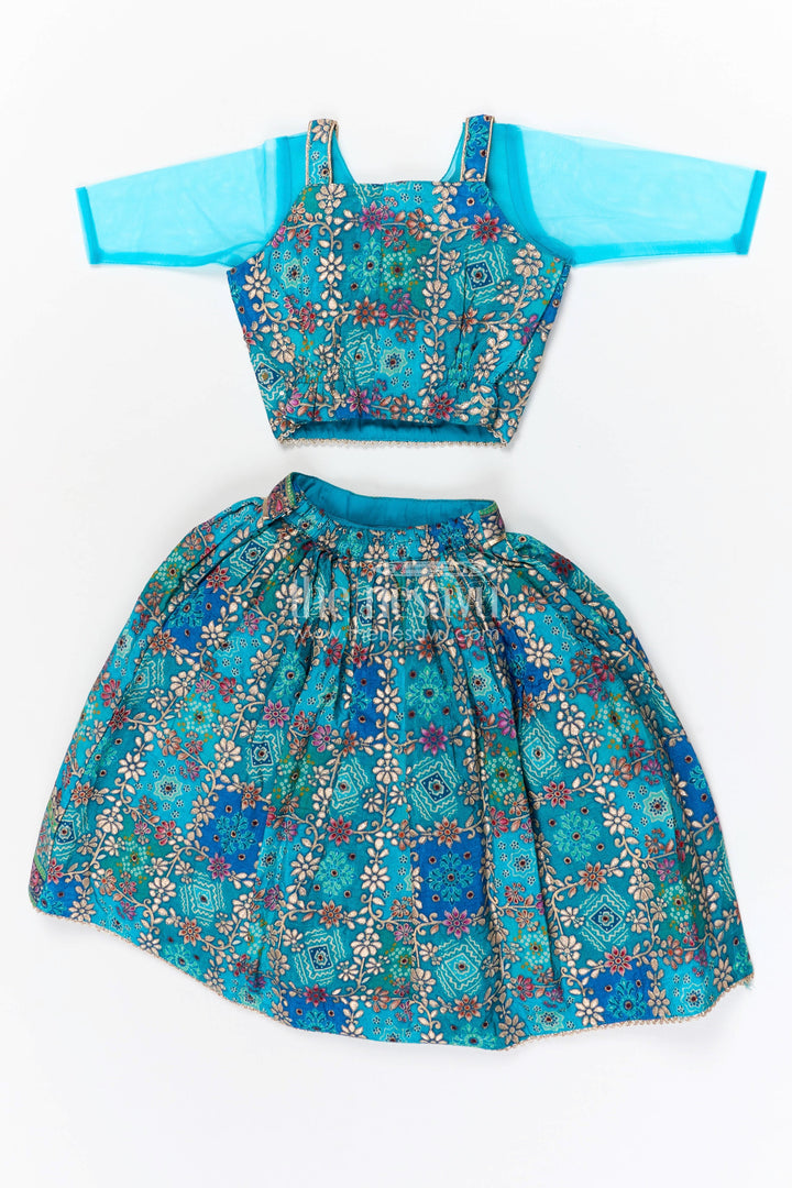 The Nesavu Girls Ethnic Lehenga Girls Ethnic Lehenga Set for Festive Weddings and Celebrations Nesavu Nesavu girls viscose jacquard silk lehenga set for weddings and festive occasions