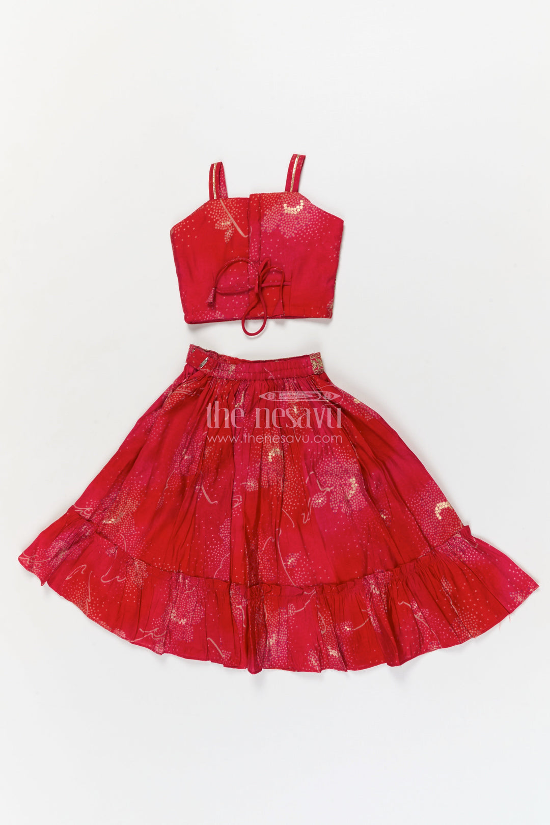 The Nesavu Girls Ethnic Lehenga Girls Ethnic Lehenga Set with Embroidered Blouse for Festive Occasions Nesavu Nesavu girls lehenga set with designer embroidered blouse and twirl-friendly modal silk skirt