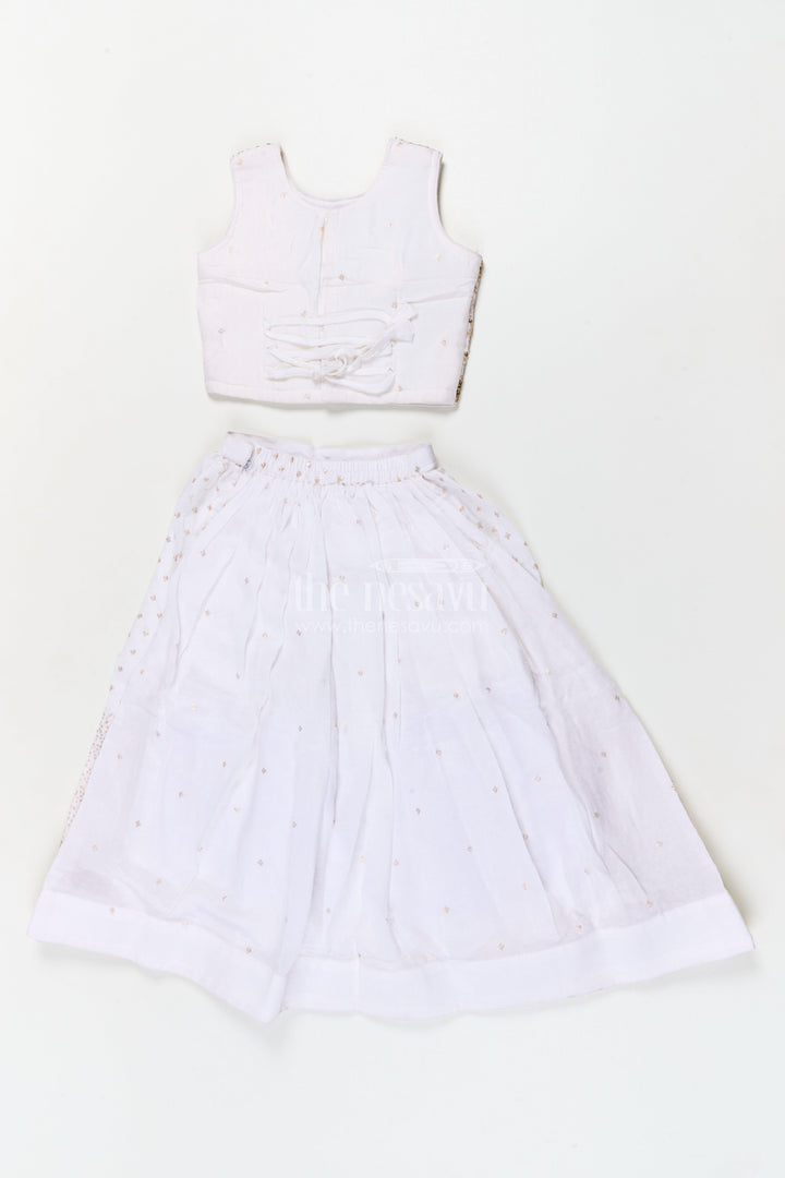 The Nesavu Girls Ethnic Lehenga Girls Ethnic Lehenga Set with Sequin Blouse for Weddings and Receptions Nesavu Nesavu girls poly silk lehenga set with sequin blouse and tassel dupatta for weddings and festive occasions