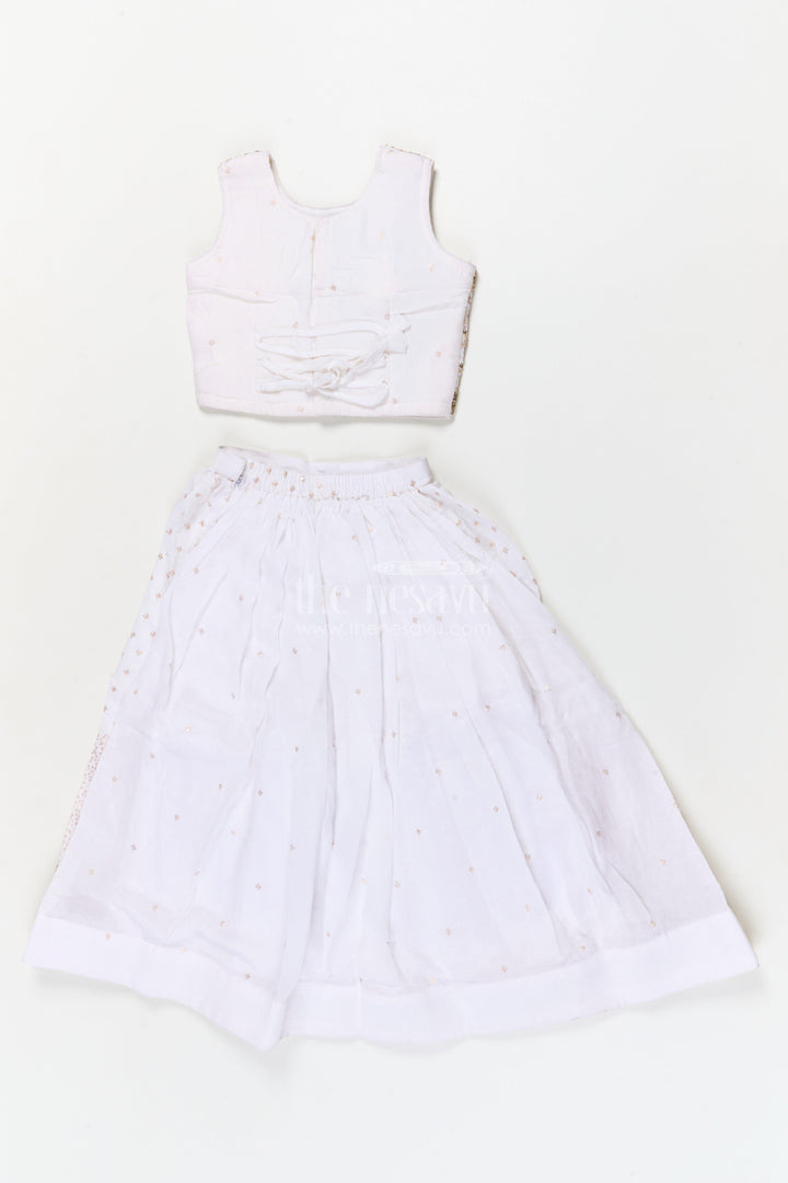 The Nesavu Girls Ethnic Lehenga Girls Ethnic Lehenga Set with Sequin Blouse for Weddings and Receptions Nesavu Nesavu girls poly silk lehenga set with sequin blouse and tassel dupatta for weddings and festive occasions