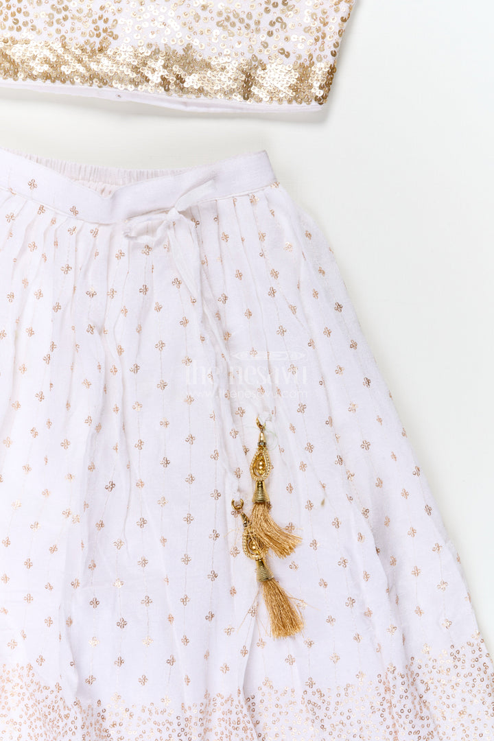 The Nesavu Girls Ethnic Lehenga Girls Ethnic Lehenga Set with Sequin Blouse for Weddings and Receptions Nesavu Nesavu girls poly silk lehenga set with sequin blouse and tassel dupatta for weddings and festive occasions