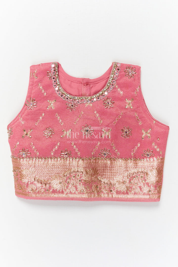 The Nesavu Girls Ethnic Lehenga Girls Ethnic Lehenga Set with Zari Border for Weddings and Family Celebrations Nesavu Nesavu girls lehenga set with zari work and dupatta for weddings and traditional celebrations