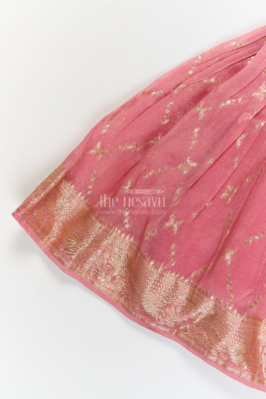 The Nesavu Girls Ethnic Lehenga Girls Ethnic Lehenga Set with Zari Border for Weddings and Family Celebrations Nesavu Nesavu girls lehenga set with zari work and dupatta for weddings and traditional celebrations