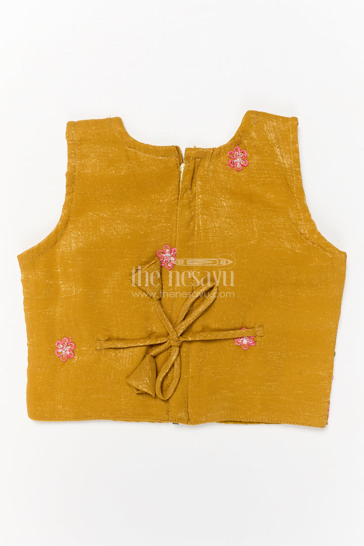 The Nesavu Girls Ethnic Lehenga Girls Ethnic Lehenga with Embroidered Blouse and Tassel Detail for Festive Occasions Nesavu Nesavu girls ethnic lehenga with embroidered blouse and tassel tie-up for festive celebrations