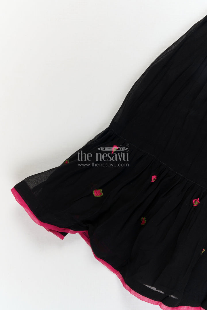 The Nesavu Girls Ethnic Lehenga Girls Ethnic Lehenga with Halter Blouse for Weddings and Family Events Nesavu Nesavu girls georgette lehenga set with halter neck embroidered blouse for festive weddings