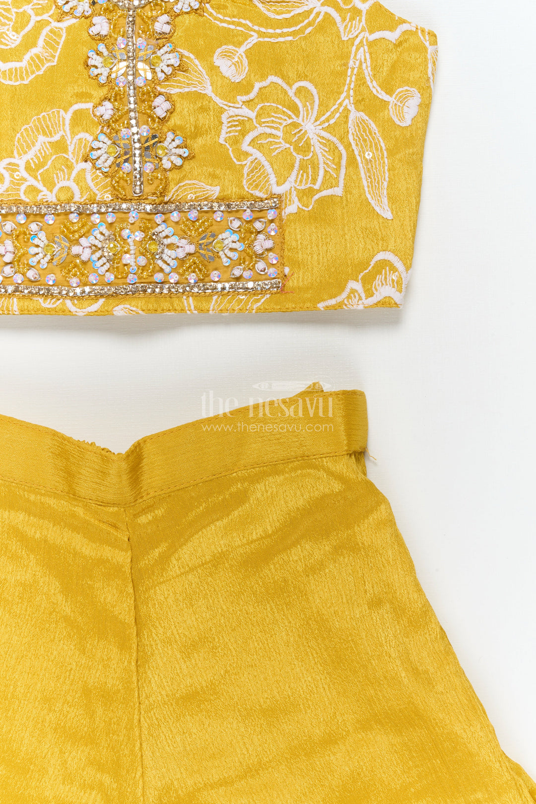 The Nesavu Girls Sharara / Plazo Set Girls Ethnic Palazzo Set for Diwali and Festive School Programs Nesavu Nesavu girls ethnic palazzo set with embroidered blouse for Diwali and cultural events