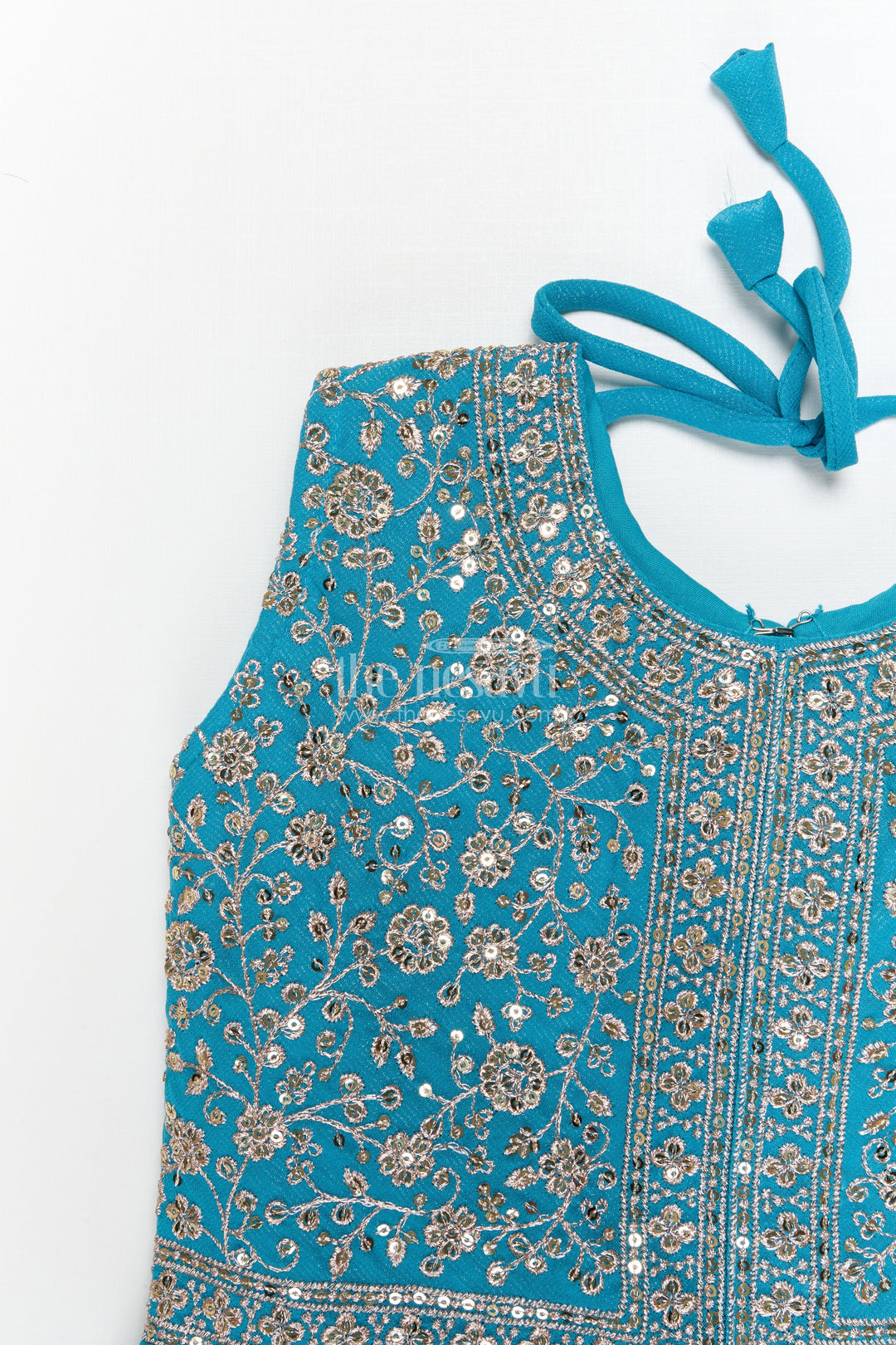 The Nesavu Girls Sharara / Plazo Set Girls Ethnic Sharara Set for Birthdays and Festive Occasions Nesavu Nesavu girls ethnic sharara set with peplum top and mirror work for festive parties