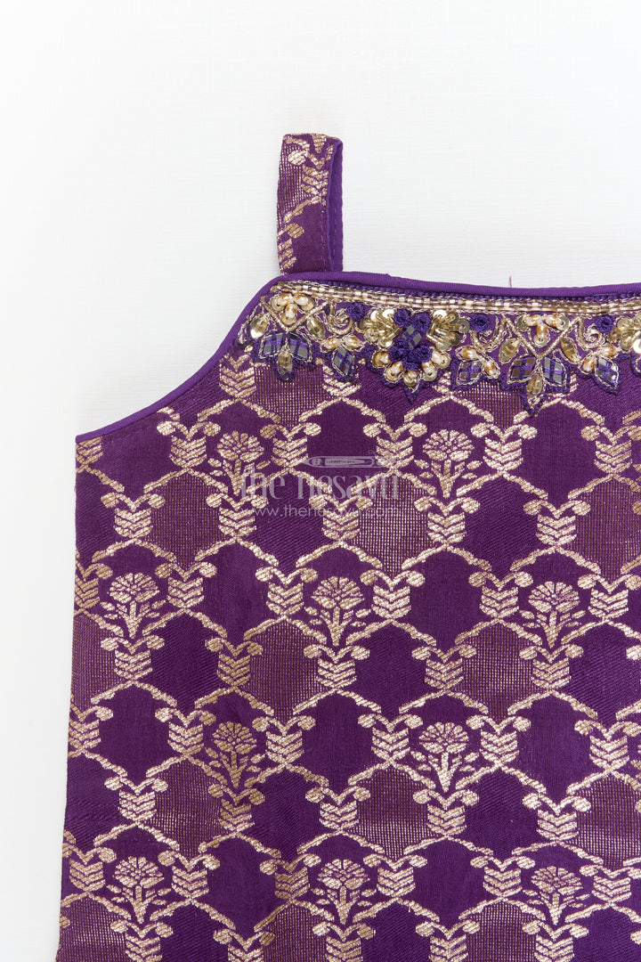 The Nesavu Girls Sharara / Plazo Set Girls Ethnic Sharara Set for Family Weddings and School Functions Nesavu Nesavu ethnic sharara set for girls with jacquard blouse – perfect for weddings and school functions