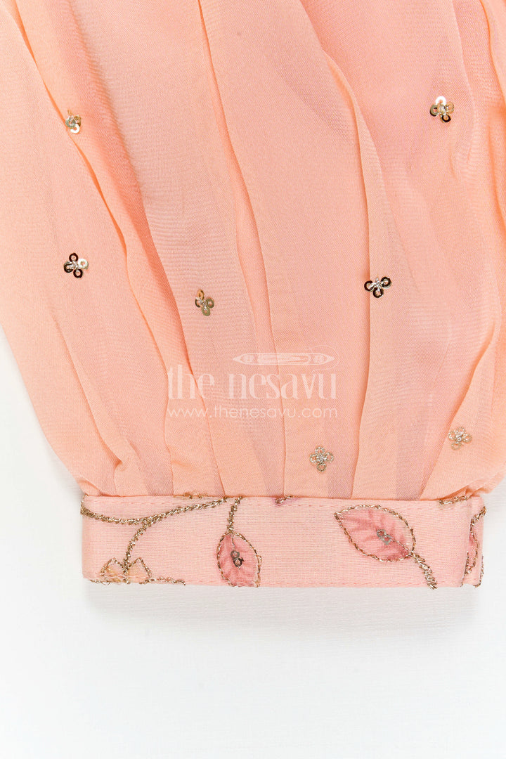 The Nesavu Girls Sharara / Plazo Set Girls Ethnic Sharara Set for Festive Wear and Family Gatherings Nesavu Nesavu Girls Sharara Set With Sequin Embroidery Yoke For Festive Wear And Comfortable Ethnic Styling