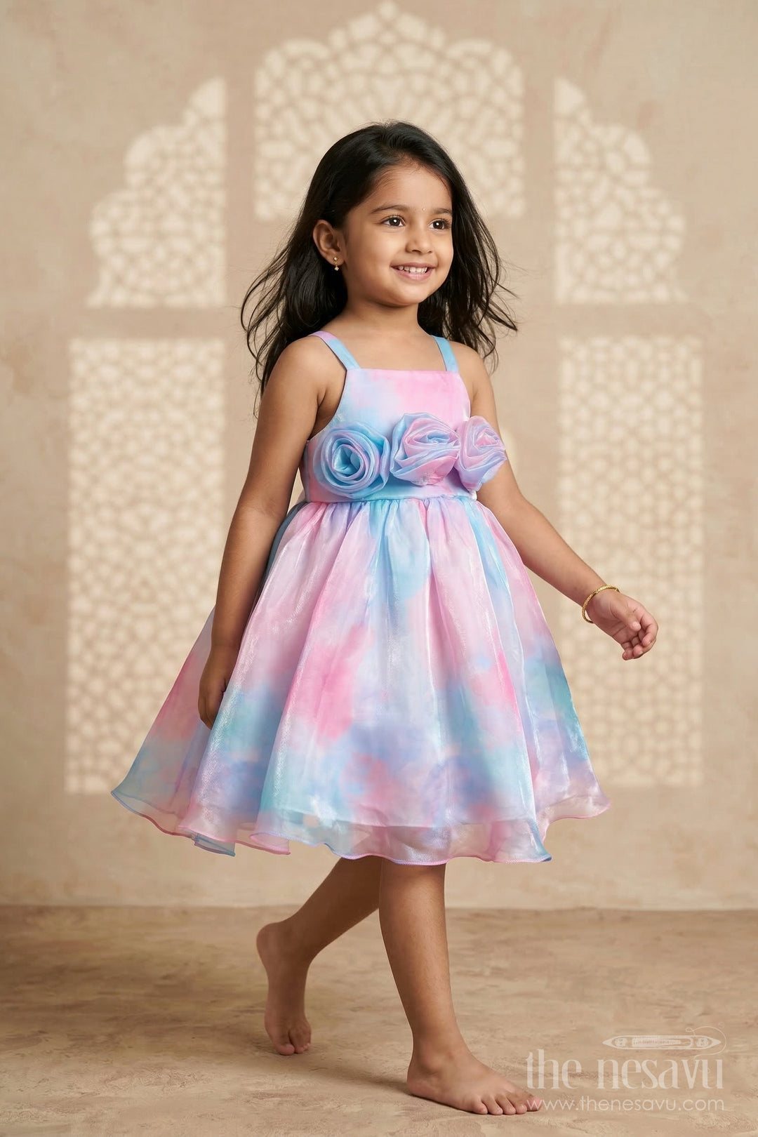 The Nesavu Girls Fancy Frock Girls Fancy Frock for Birthday Party and Photoshoot Nesavu 20 (3Y) / Pink / Organza PF286A-20 Nesavu girls glaze organza fancy frock for birthday party and photoshoot