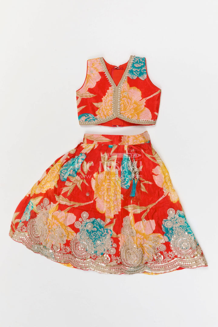 The Nesavu Girls Fancy Lehenga Girls Fancy Lehenga for Weddings and Festive Celebrations Nesavu 16 (1Y) / Red / Georgette GL888A-16 Nesavu girls georgette fancy lehenga for weddings and celebrations with designer embroidered yoke