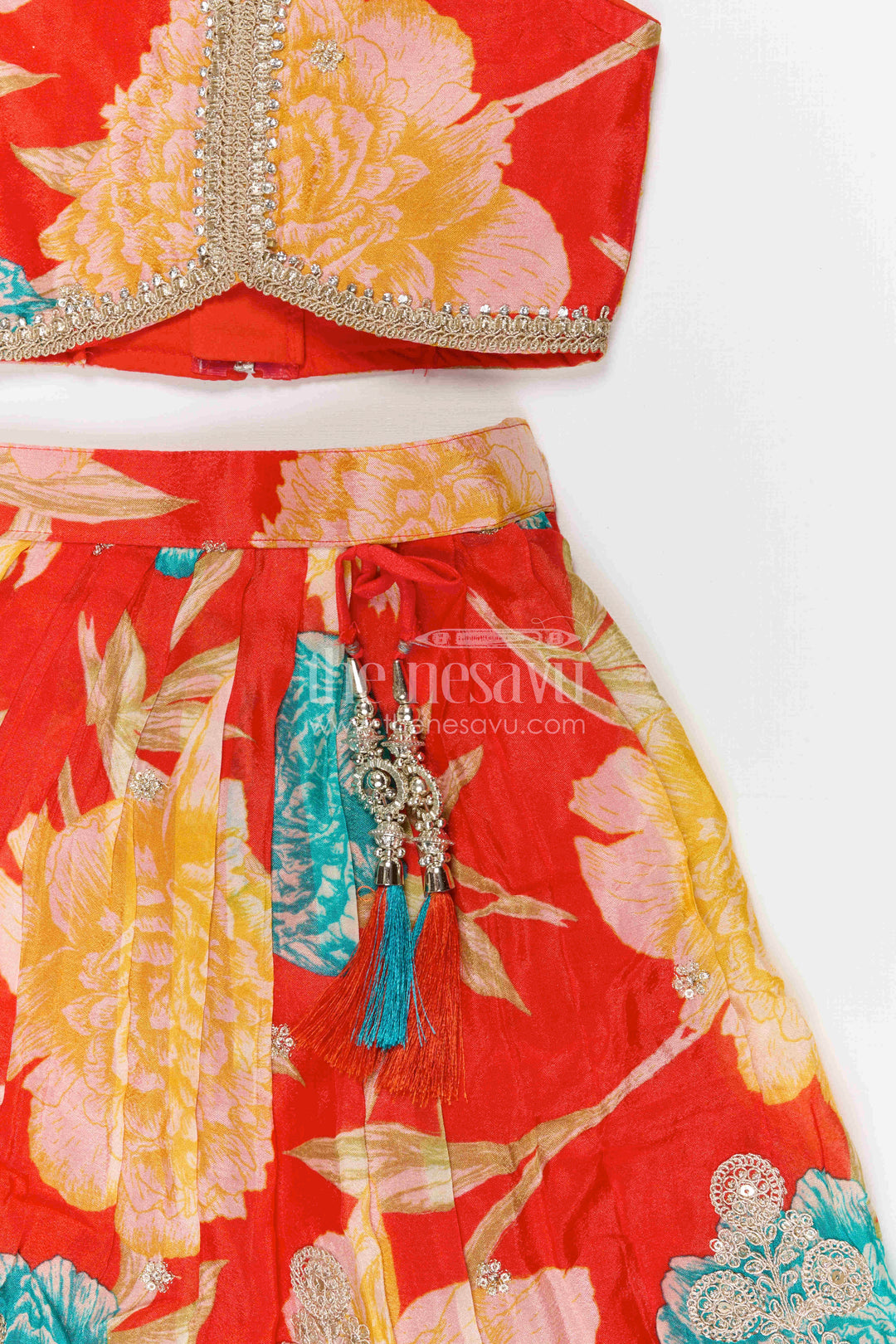 The Nesavu Girls Fancy Lehenga Girls Fancy Lehenga for Weddings and Festive Celebrations Nesavu Nesavu girls georgette fancy lehenga for weddings and celebrations with designer embroidered yoke