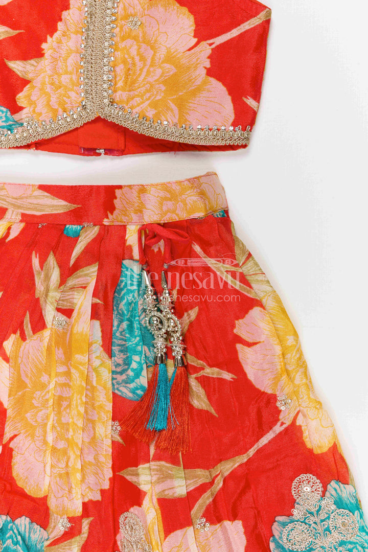 The Nesavu Girls Fancy Lehenga Girls Fancy Lehenga for Weddings and Festive Celebrations Nesavu Nesavu girls georgette fancy lehenga for weddings and celebrations with designer embroidered yoke