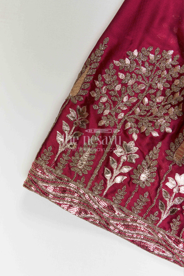 The Nesavu Girls Fancy Lehenga Girls Fancy Lehenga for Weddings and Grand Festive Celebrations Nesavu Nesavu Girls Fancy Lehenga For Weddings And Festive Occasions With Designer Embroidery Yoke Viscose Silk