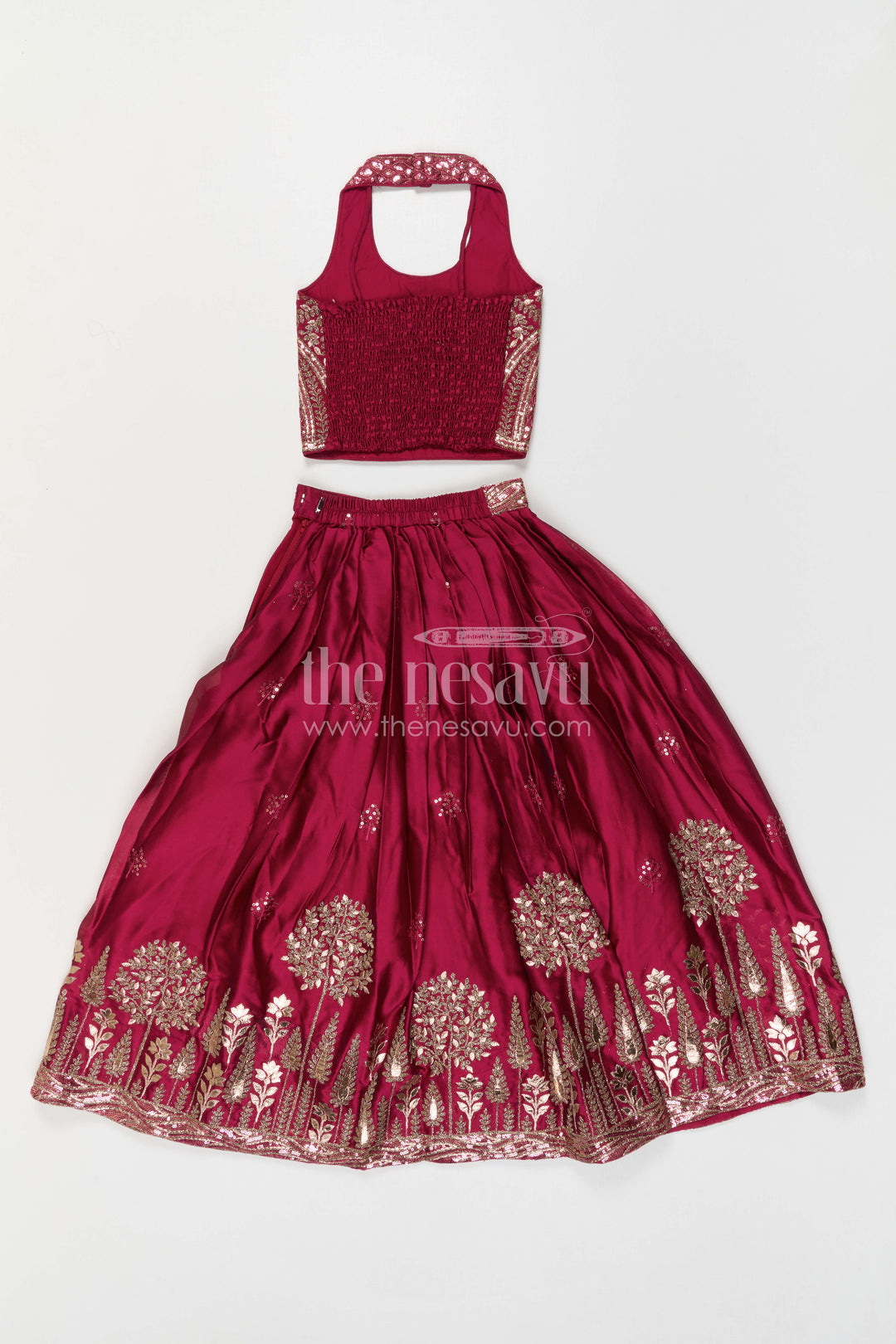 The Nesavu Girls Fancy Lehenga Girls Fancy Lehenga for Weddings and Grand Festive Celebrations Nesavu Nesavu Girls Fancy Lehenga For Weddings And Festive Occasions With Designer Embroidery Yoke Viscose Silk