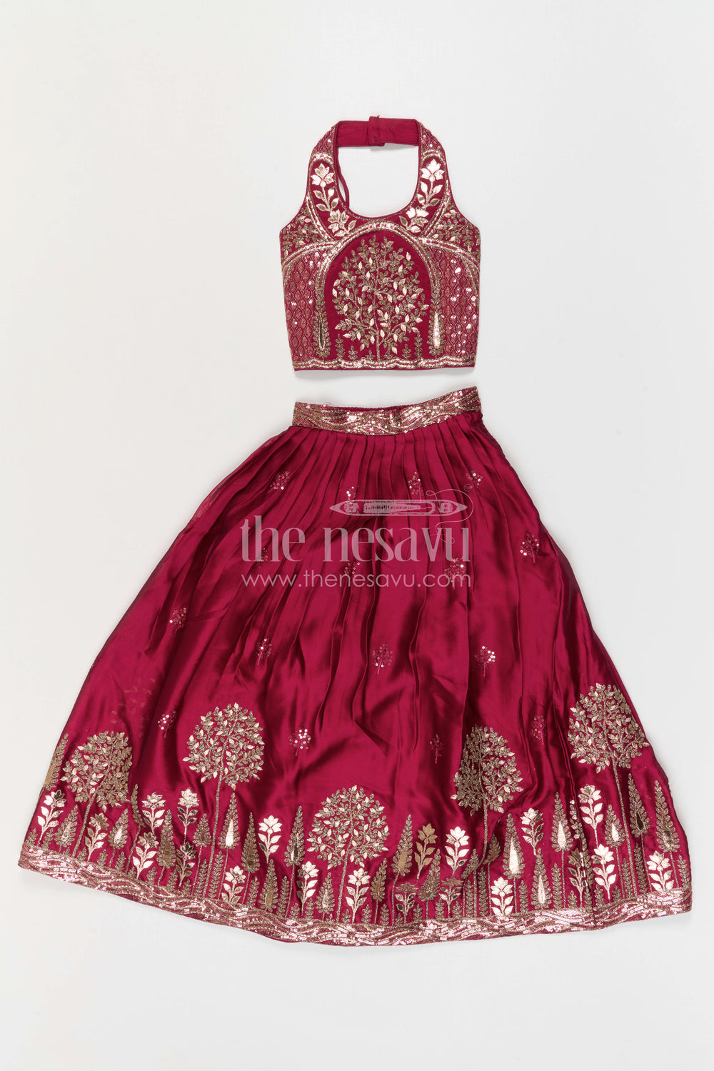 The Nesavu Girls Fancy Lehenga Girls Fancy Lehenga for Weddings and Grand Festive Celebrations Nesavu Nesavu Girls Fancy Lehenga For Weddings And Festive Occasions With Designer Embroidery Yoke Viscose Silk