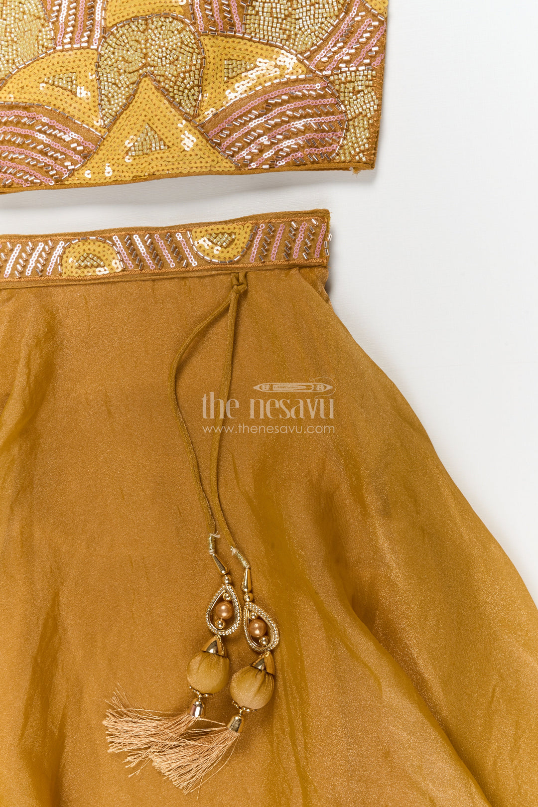 The Nesavu Girls Fancy Lehenga Girls Fancy Lehenga Set with Embroidered Yoke for Birthday and Festive Wear Nesavu Nesavu girls organza lehenga set with embroidered blouse for birthdays and festive occasions