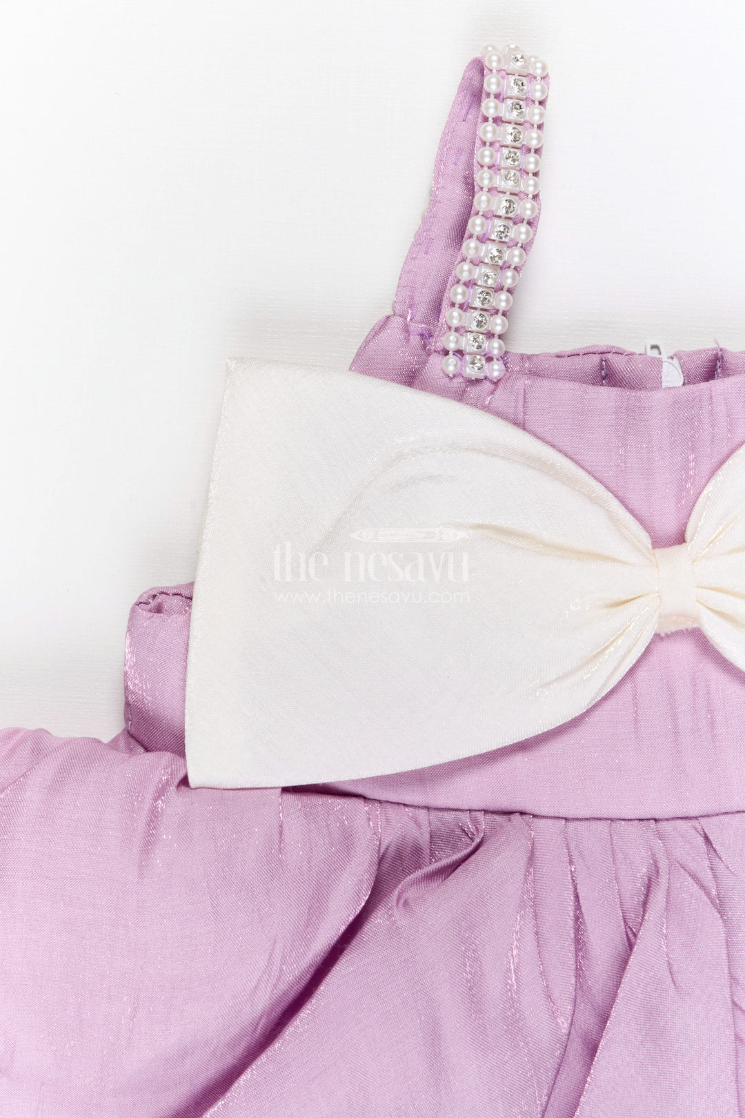 The Nesavu Girls Fancy Party Frock Girls Fancy Party Frock for Birthday and Photoshoot Nesavu Nesavu girls satin fancy party frock with bow for birthday and photoshoot