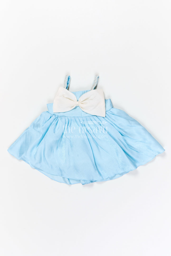 The Nesavu Girls Fancy Party Frock Girls Fancy Party Frock for Birthday Celebration Nesavu 14 (6M) / Blue / Satin PF287A-14 Nesavu girls satin fancy party frock with bow detail for birthday celebration