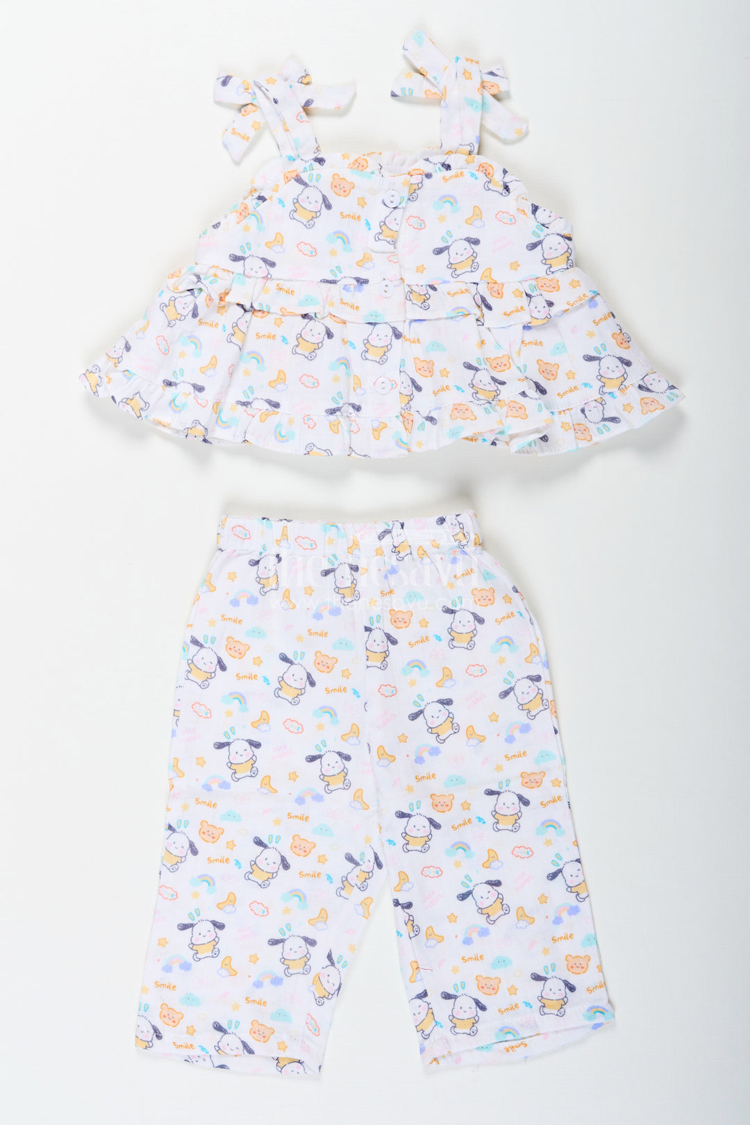 The Nesavu Girls Casual Set Girls Fashionable Sharara Set in Soft Muslin with Digital Print and Ruffle Top Design Nesavu Nesavu Girls Fashionable Sharara Set in Muslin with Digital Print and Ruffle Top Detail