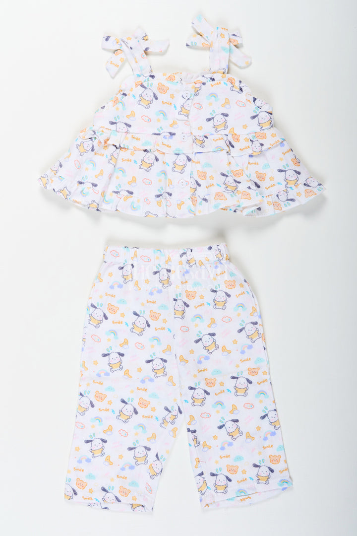 The Nesavu Girls Casual Set Girls Fashionable Sharara Set in Soft Muslin with Digital Print and Ruffle Top Design Nesavu Nesavu Girls Fashionable Sharara Set in Muslin with Digital Print and Ruffle Top Detail
