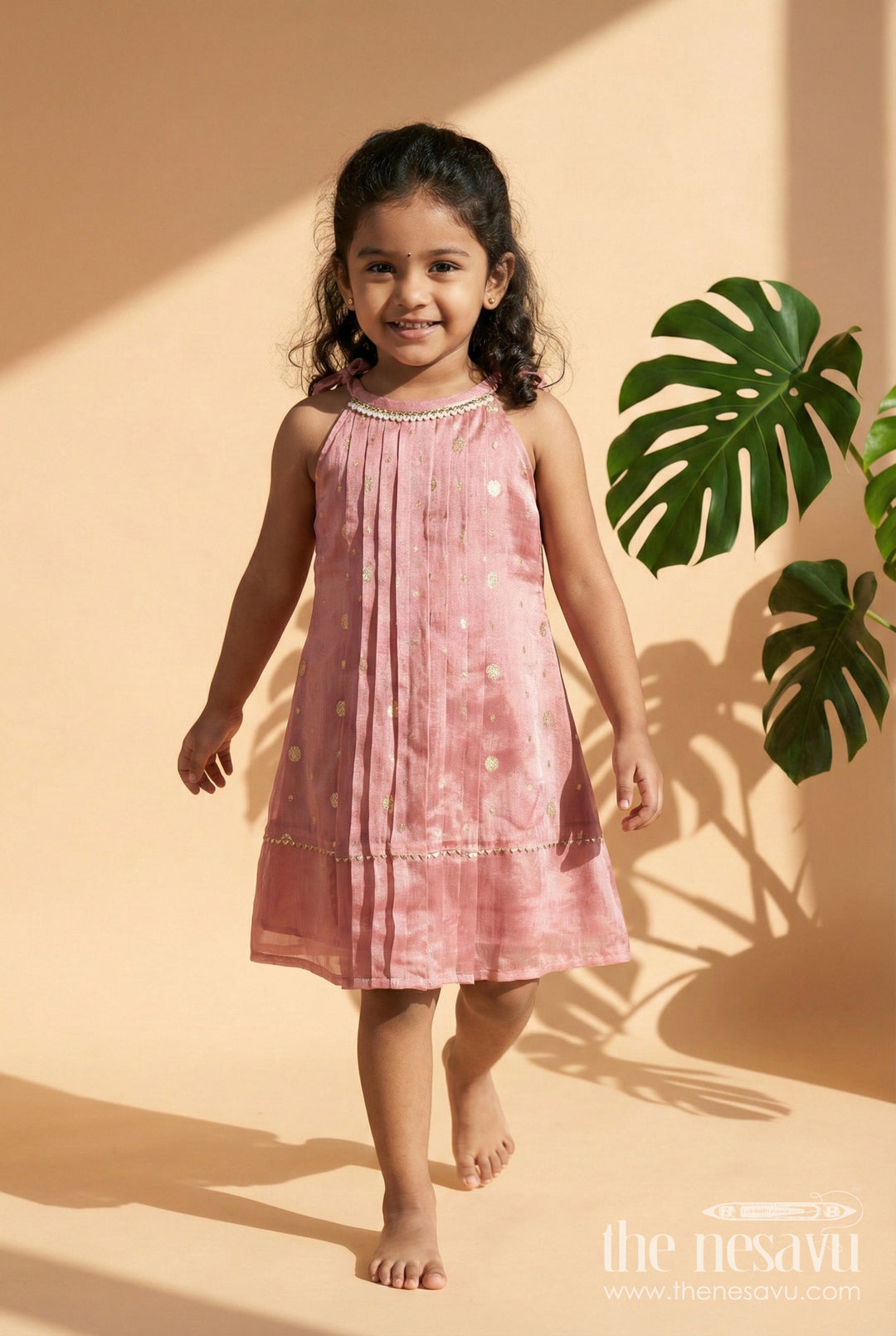 The Nesavu Girls Cotton Frock Girls Festive Cotton Frock for Cultural and School Ethnic Day Nesavu 22 (4Y) / Purple / Silk Blend GFC2066C-22 Nesavu girls cotton silk frock for school ethnic day and festive celebrations