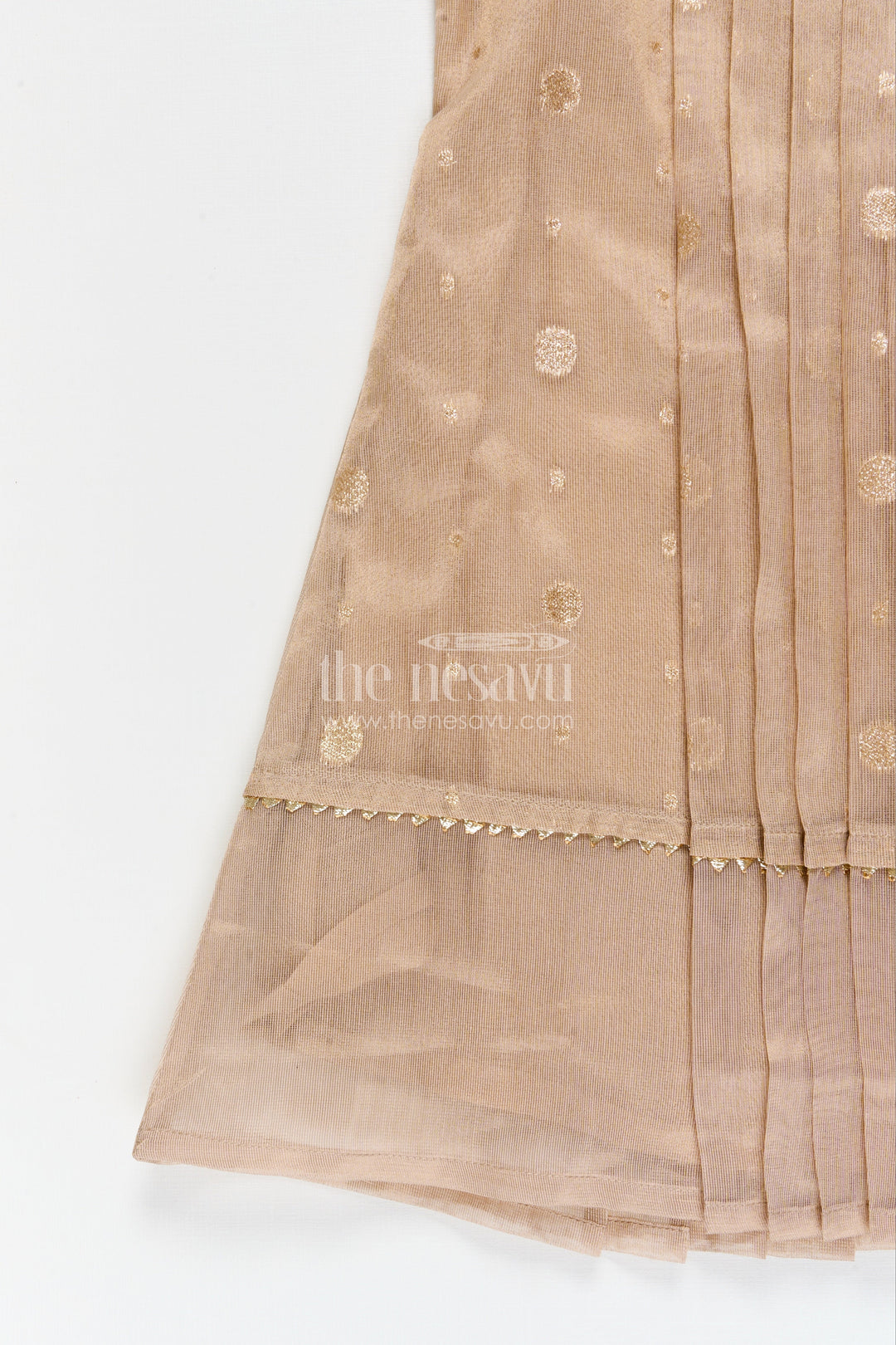 The Nesavu Girls Cotton Frock Girls Festive Frock for Cultural Programs and Family Gatherings Nesavu Nesavu girls tissue silk frock with pleats for festive events and cultural family gatherings