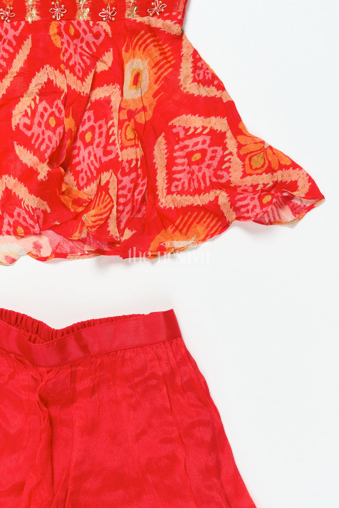 The Nesavu Girls Sharara / Plazo Set Girls Festive Georgette Sharara Set with Embroidered Yoke and Flared Pants Nesavu Nesavu girls embroidered georgette sharara set  festive ethnic wear