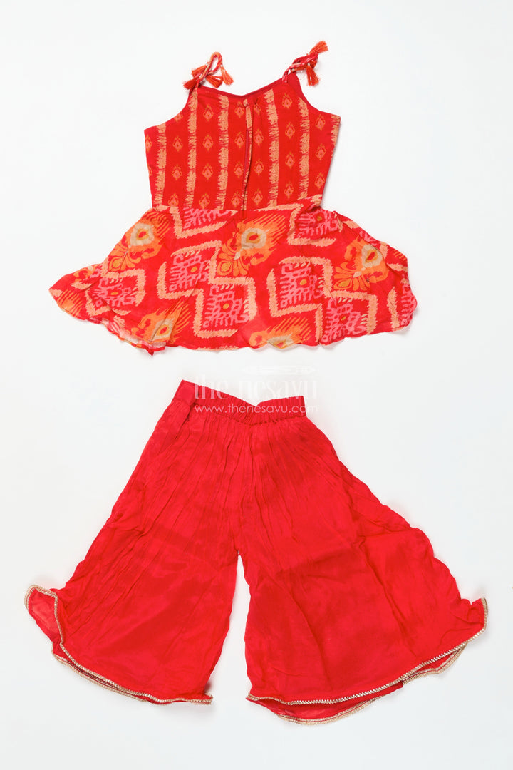 The Nesavu Girls Sharara / Plazo Set Girls Festive Georgette Sharara Set with Embroidered Yoke and Flared Pants Nesavu Nesavu girls embroidered georgette sharara set  festive ethnic wear