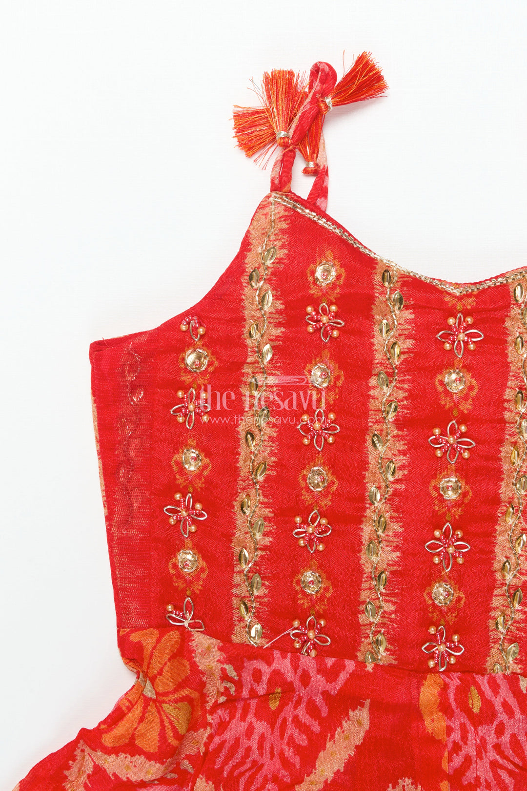 The Nesavu Girls Sharara / Plazo Set Girls Festive Georgette Sharara Set with Embroidered Yoke and Flared Pants Nesavu Nesavu girls embroidered georgette sharara set  festive ethnic wear