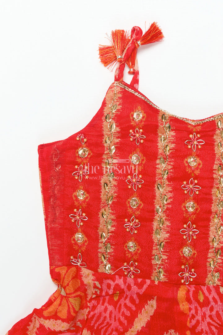 The Nesavu Girls Sharara / Plazo Set Girls Festive Georgette Sharara Set with Embroidered Yoke and Flared Pants Nesavu Nesavu girls embroidered georgette sharara set  festive ethnic wear