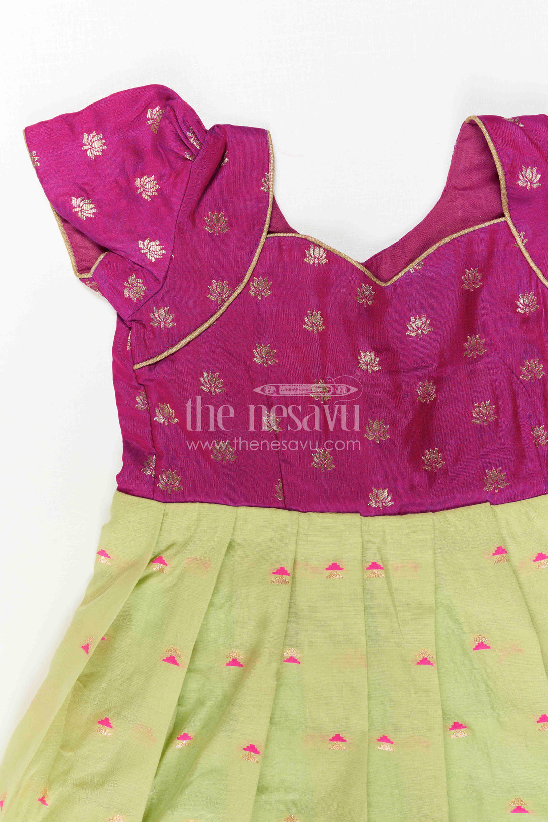 The Nesavu Girls Casual Gown Girls Festive Gown for Traditional Functions and Special Occasions Nesavu Nesavu Girls Festive Gown For Traditional Functions And Weddings With Semi Banaras Silk Yoke
