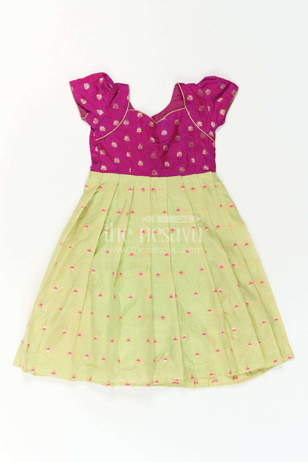 The Nesavu Girls Casual Gown Girls Festive Gown for Traditional Functions and Special Occasions Nesavu Nesavu Girls Festive Gown For Traditional Functions And Weddings With Semi Banaras Silk Yoke