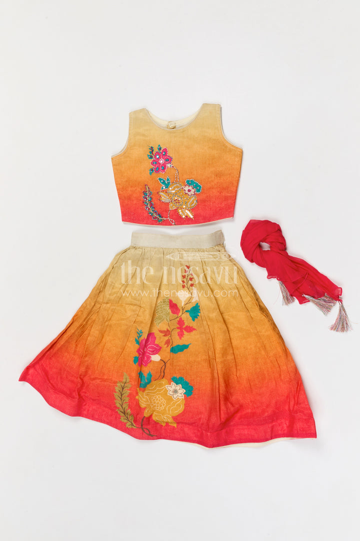 The Nesavu Girls Lehenga Choli Girls Festive Lehenga Choli for Weddings and Celebrations Nesavu Nesavu girls modal silk festive lehenga choli for weddings and celebrations with digital print