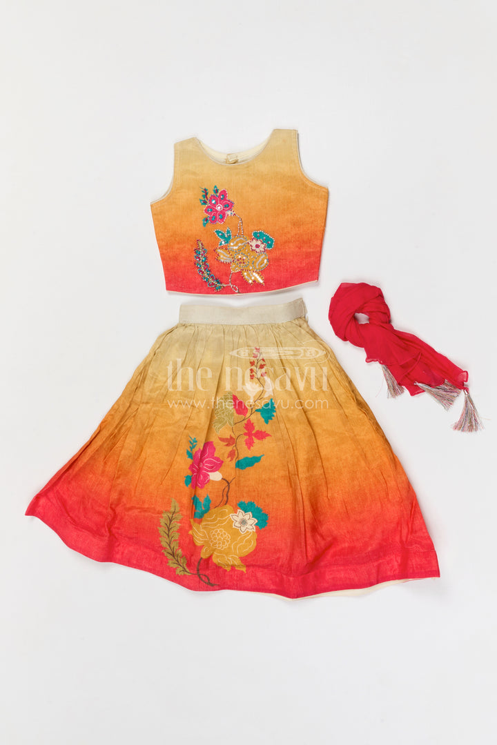 The Nesavu Girls Lehenga Choli Girls Festive Lehenga Choli for Weddings and Celebrations Nesavu Nesavu girls modal silk festive lehenga choli for weddings and celebrations with digital print