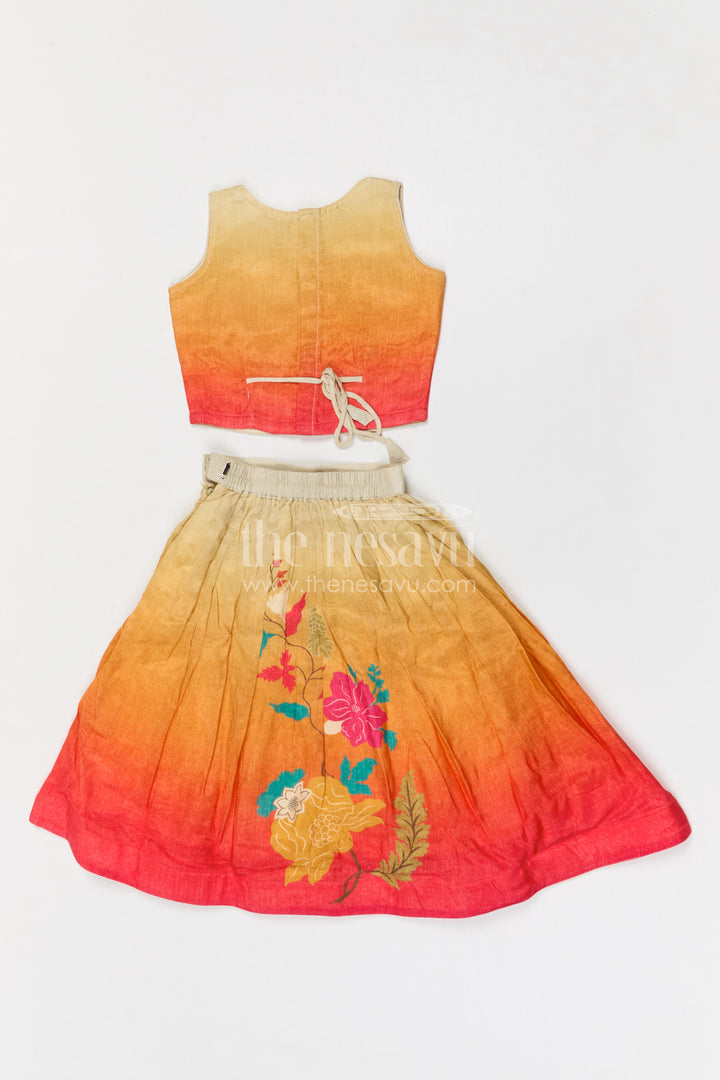 The Nesavu Girls Lehenga Choli Girls Festive Lehenga Choli for Weddings and Celebrations Nesavu Nesavu girls modal silk festive lehenga choli for weddings and celebrations with digital print