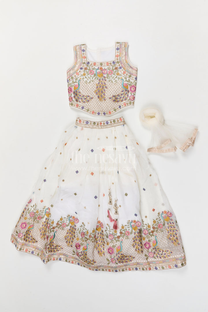 The Nesavu Girls Fancy Lehenga Girls Festive Lehenga for Weddings and Grand Celebrations Nesavu Nesavu girls crushed georgette festive lehenga for weddings and celebrations with embroidered yoke