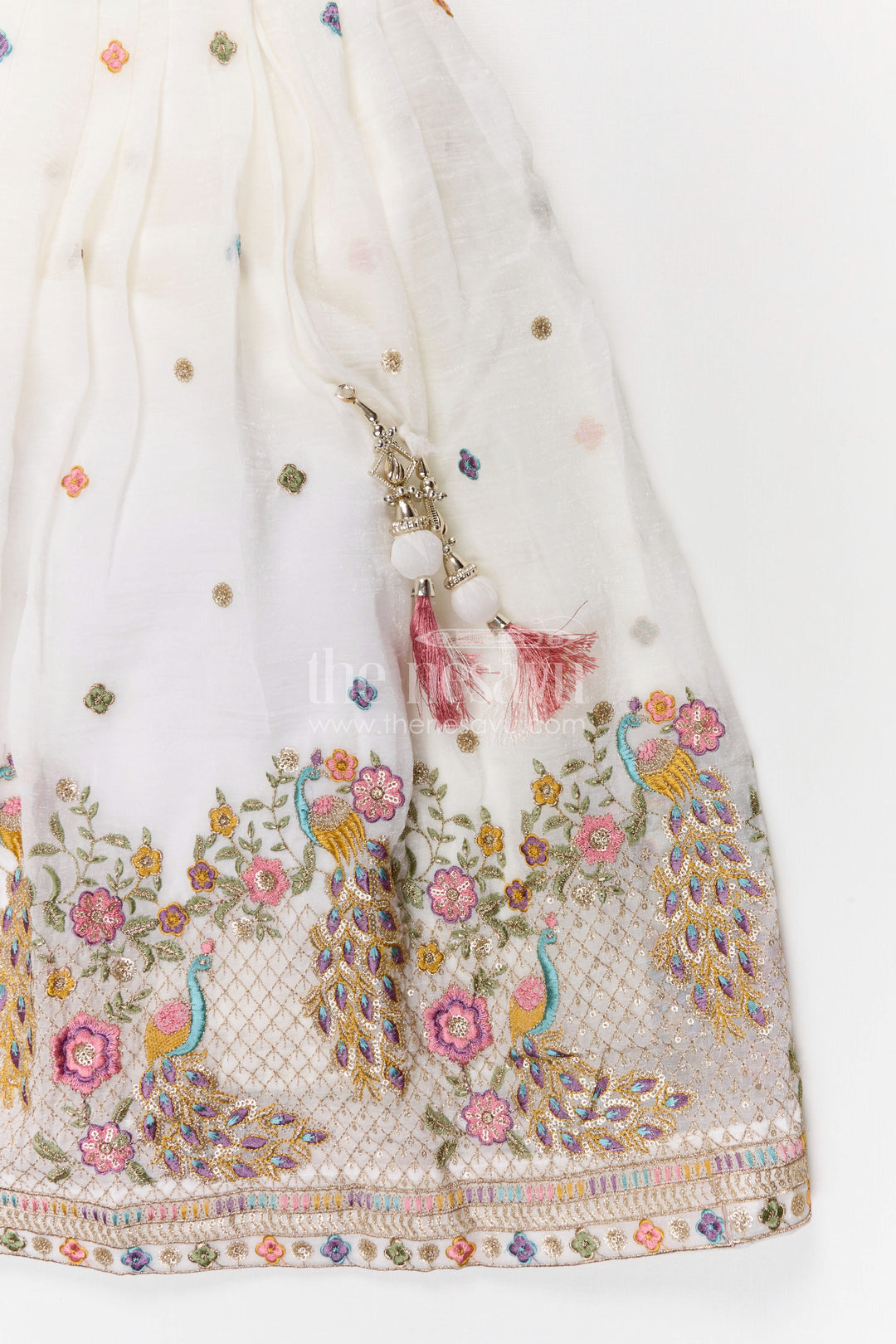 The Nesavu Girls Fancy Lehenga Girls Festive Lehenga for Weddings and Grand Celebrations Nesavu Nesavu girls crushed georgette festive lehenga for weddings and celebrations with embroidered yoke