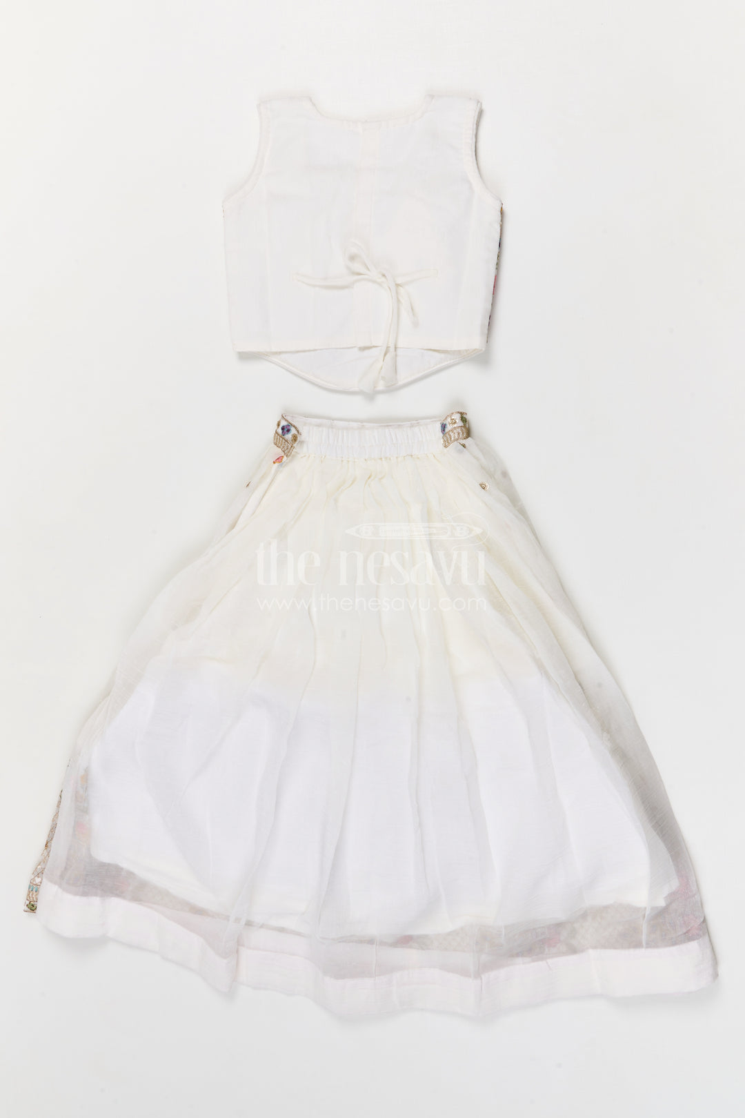 The Nesavu Girls Fancy Lehenga Girls Festive Lehenga for Weddings and Grand Celebrations Nesavu Nesavu girls crushed georgette festive lehenga for weddings and celebrations with embroidered yoke