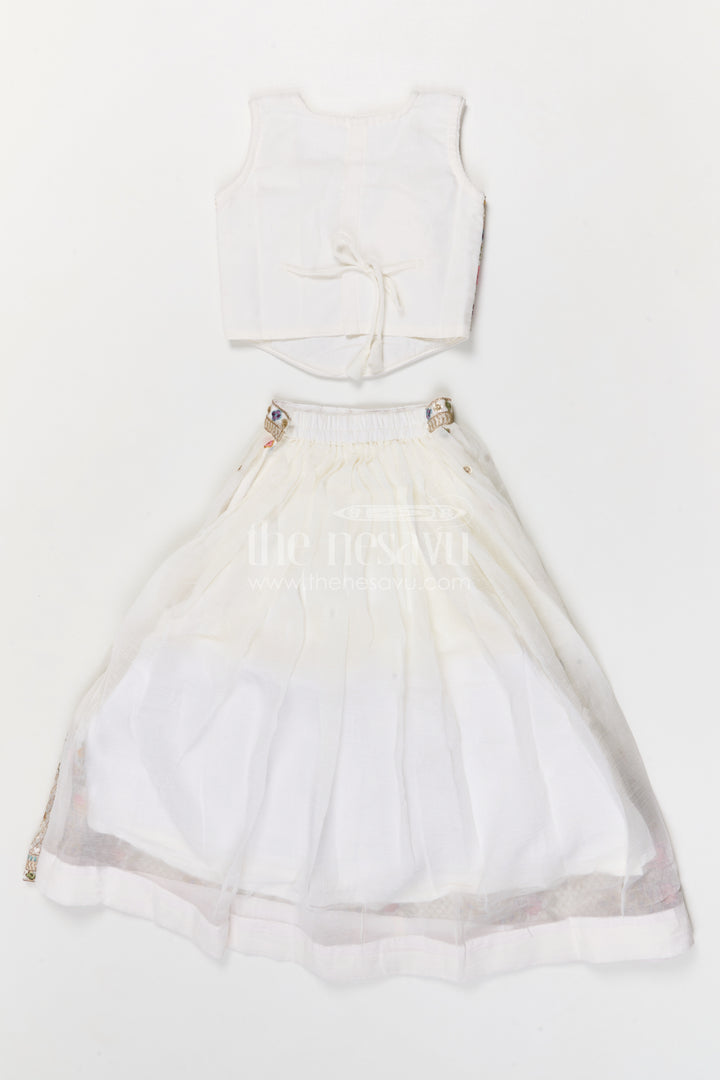 The Nesavu Girls Fancy Lehenga Girls Festive Lehenga for Weddings and Grand Celebrations Nesavu Nesavu girls crushed georgette festive lehenga for weddings and celebrations with embroidered yoke