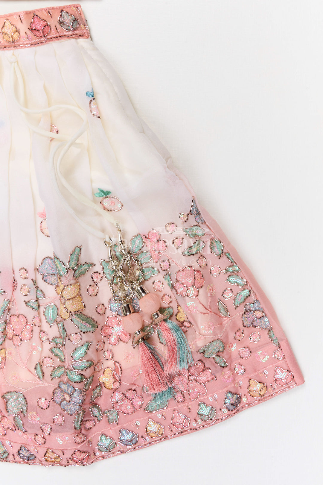 The Nesavu Girls Fancy Lehenga Girls Festive Lehenga for Weddings and Special Occasions Nesavu Nesavu girls festive georgette lehenga for weddings and special occasions with designer embroidery yoke